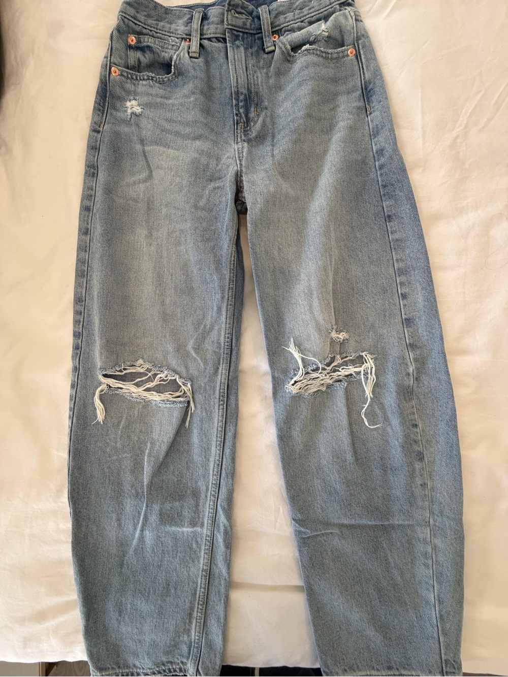 GAP Light Blue Distressed Barrel Boyfriend Jeans - Worn Once